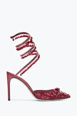 Icone|Décolleté^Rene Caovilla Décolleté Chandelier Rubino Con Cristalli 100 Rosso