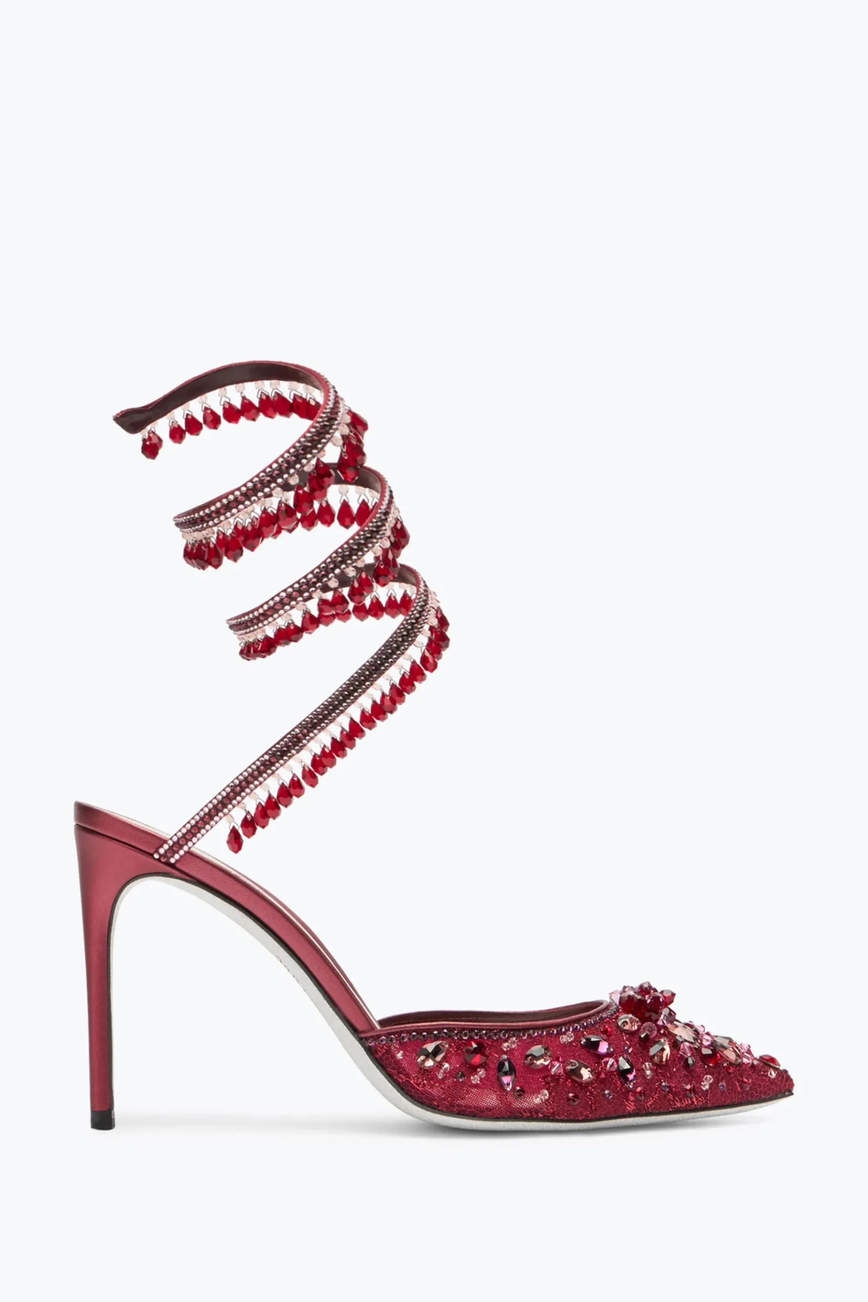 Icone|Décolleté^Rene Caovilla Décolleté Chandelier Rubino Con Cristalli 100 Rosso