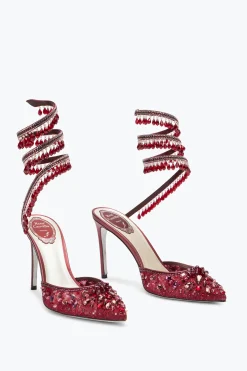 Icone|Décolleté^Rene Caovilla Décolleté Chandelier Rubino Con Cristalli 100 Rosso