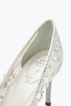 Collezione Sposa|Décolleté^Rene Caovilla Décolleté Cinderella Bianca Con Cristalli 80 Bianco