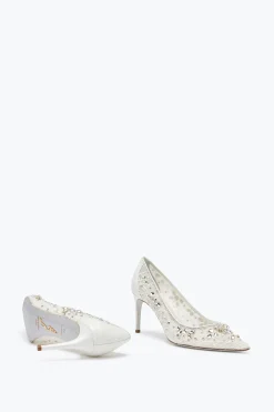 Collezione Sposa|Décolleté^Rene Caovilla Décolleté Cinderella Bianca Con Cristalli 80 Bianco