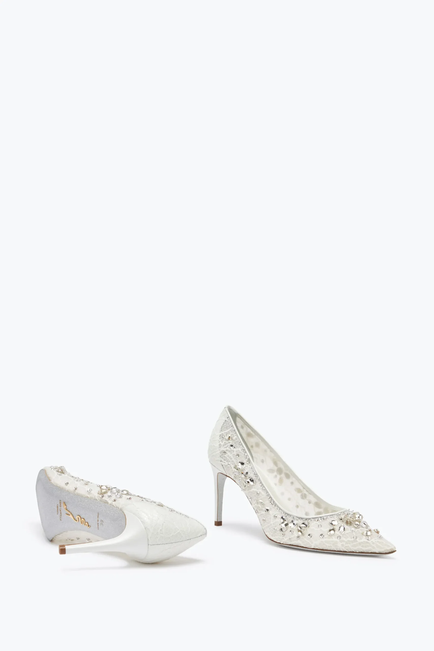 Collezione Sposa|Décolleté^Rene Caovilla Décolleté Cinderella Bianca Con Cristalli 80 Bianco
