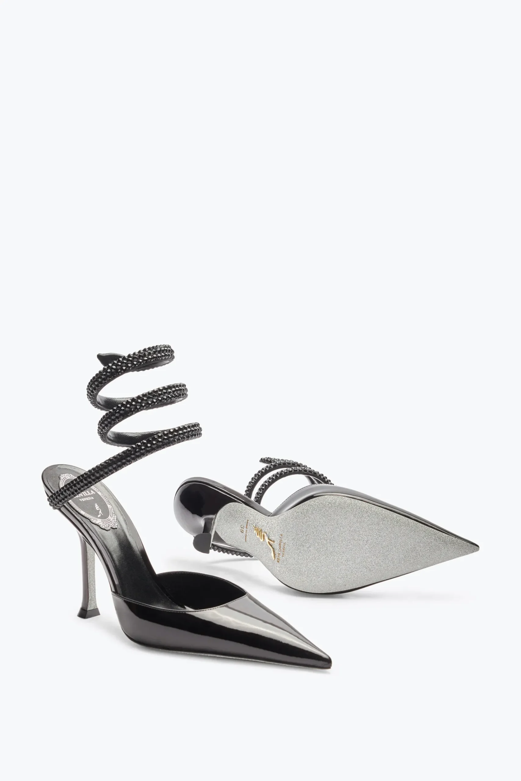 Décolleté^Rene Caovilla Décolleté Cleo Nera Con Cristalli 105 Nero