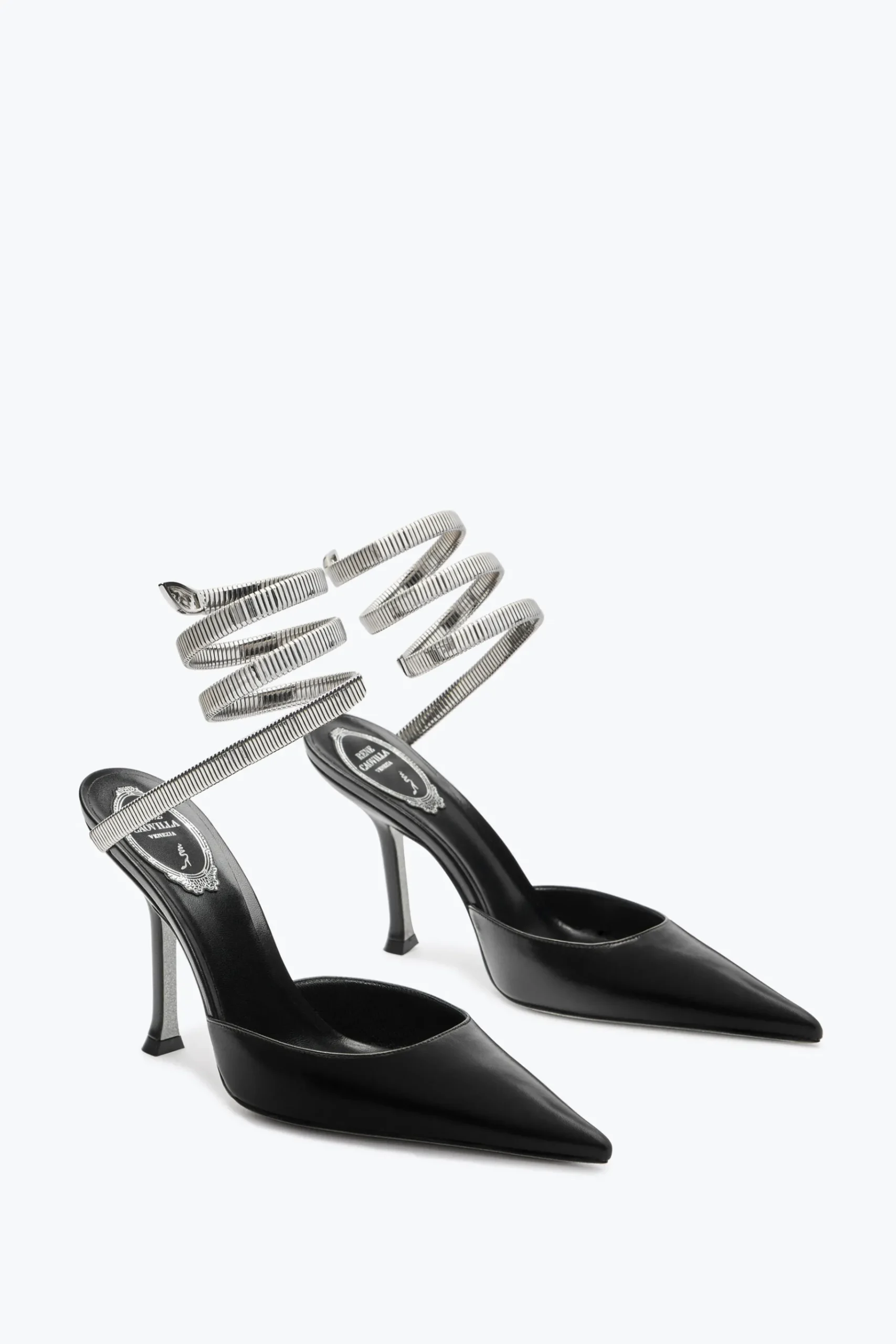 Décolleté^Rene Caovilla Décolleté Juniper Nera E Argento 105 Nero