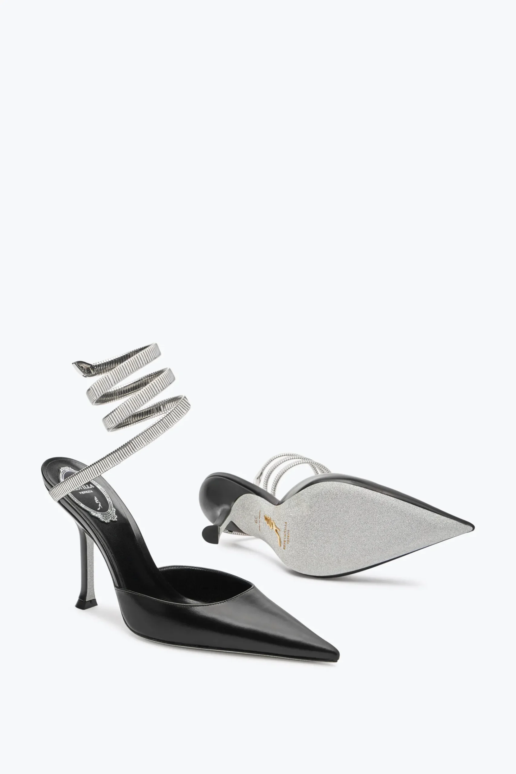 Décolleté^Rene Caovilla Décolleté Juniper Nera E Argento 105 Nero