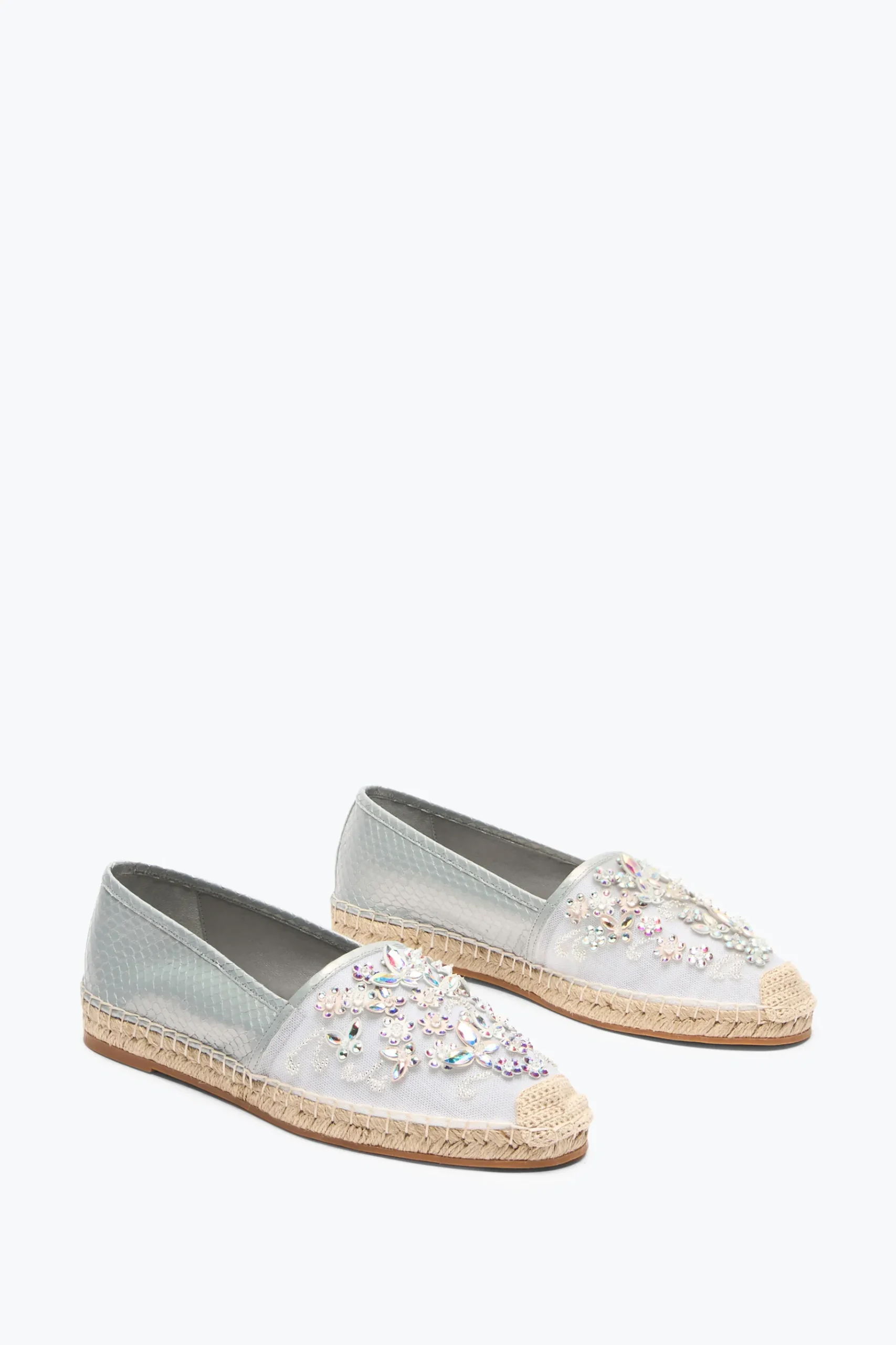 Ballerine E Mocassini^Rene Caovilla ESPADRILLAS EDEN IN AYERS CON CRISTALLI 10 Avorio