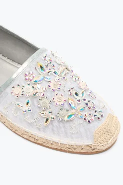 Ballerine E Mocassini^Rene Caovilla ESPADRILLAS EDEN IN AYERS CON CRISTALLI 10 Avorio
