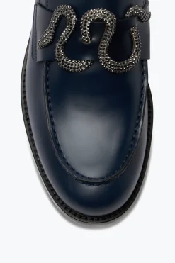 Ballerine E Mocassini^Rene Caovilla Mocassino Morgana Con Cristalli Nero Matt 20 Blu