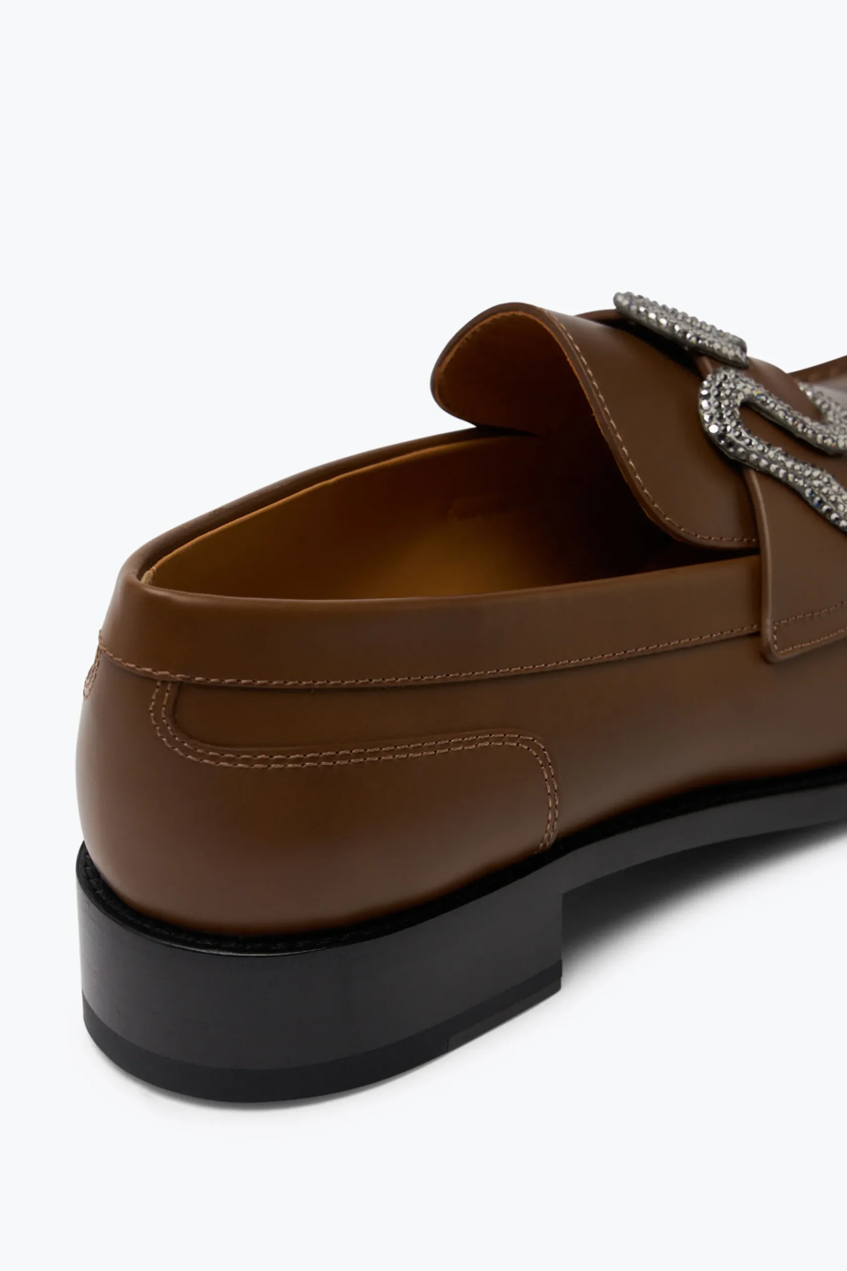 Ballerine E Mocassini^Rene Caovilla Mocassino Morgana Cuoio Con Cristalli Argento 20 Marrone