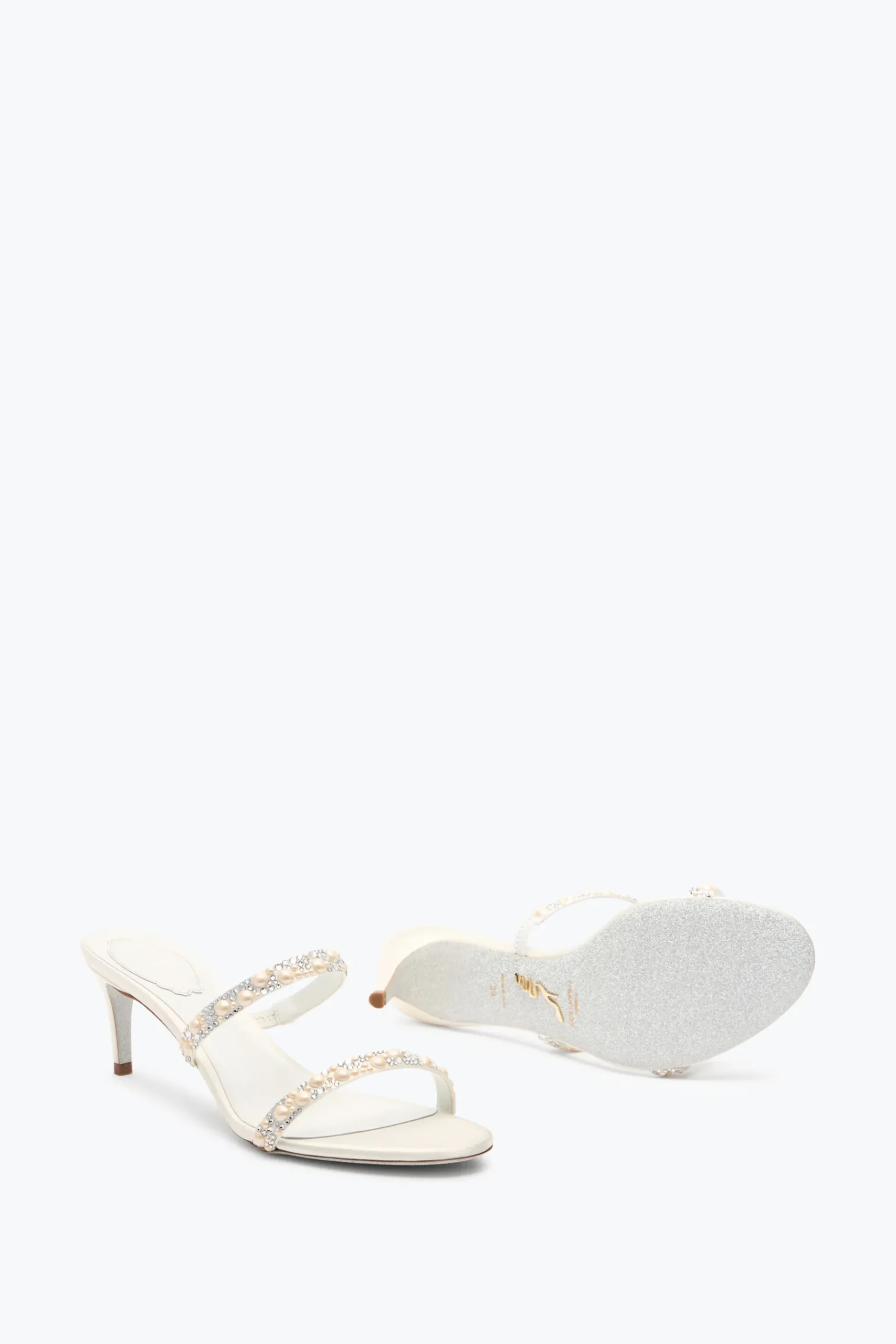 Collezione Sposa|Mule^Rene Caovilla MULE PEARL BIANCA 60 Bianco