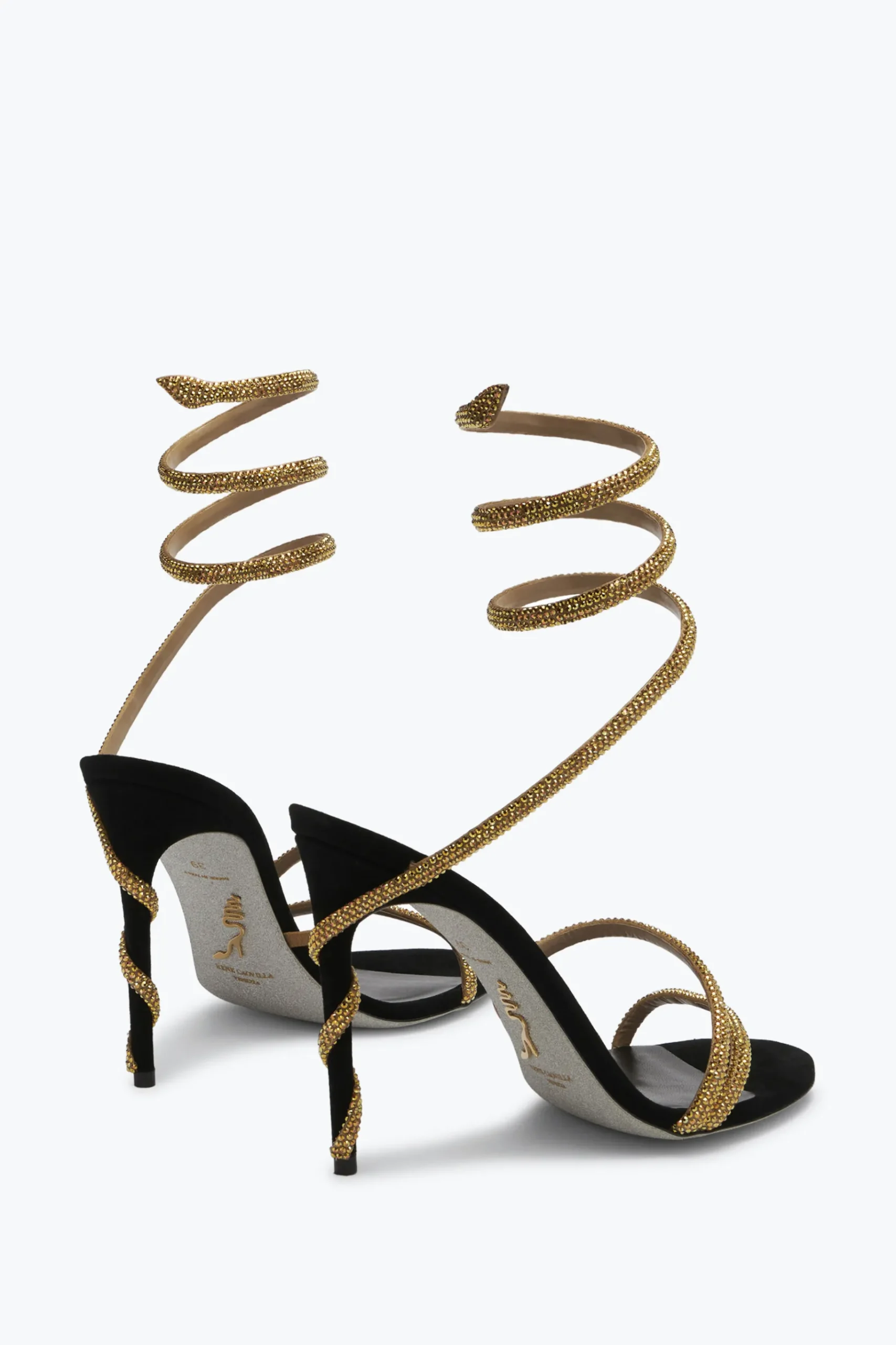 Icone|Sandali^Rene Caovilla Sandali Gioiello Nero Margot Snake 105 Oro