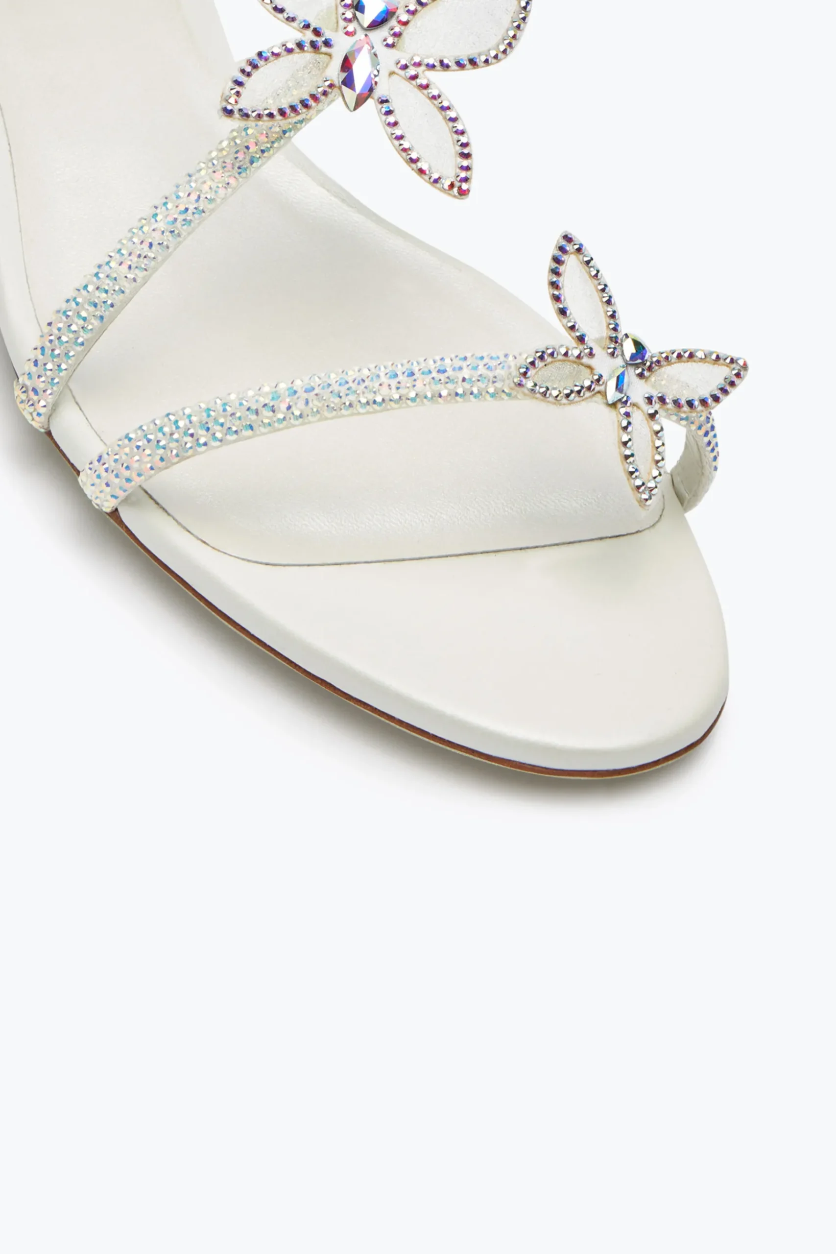 Flat^Rene Caovilla Sandalo Butterflower Con Cristalli 10 Avorio