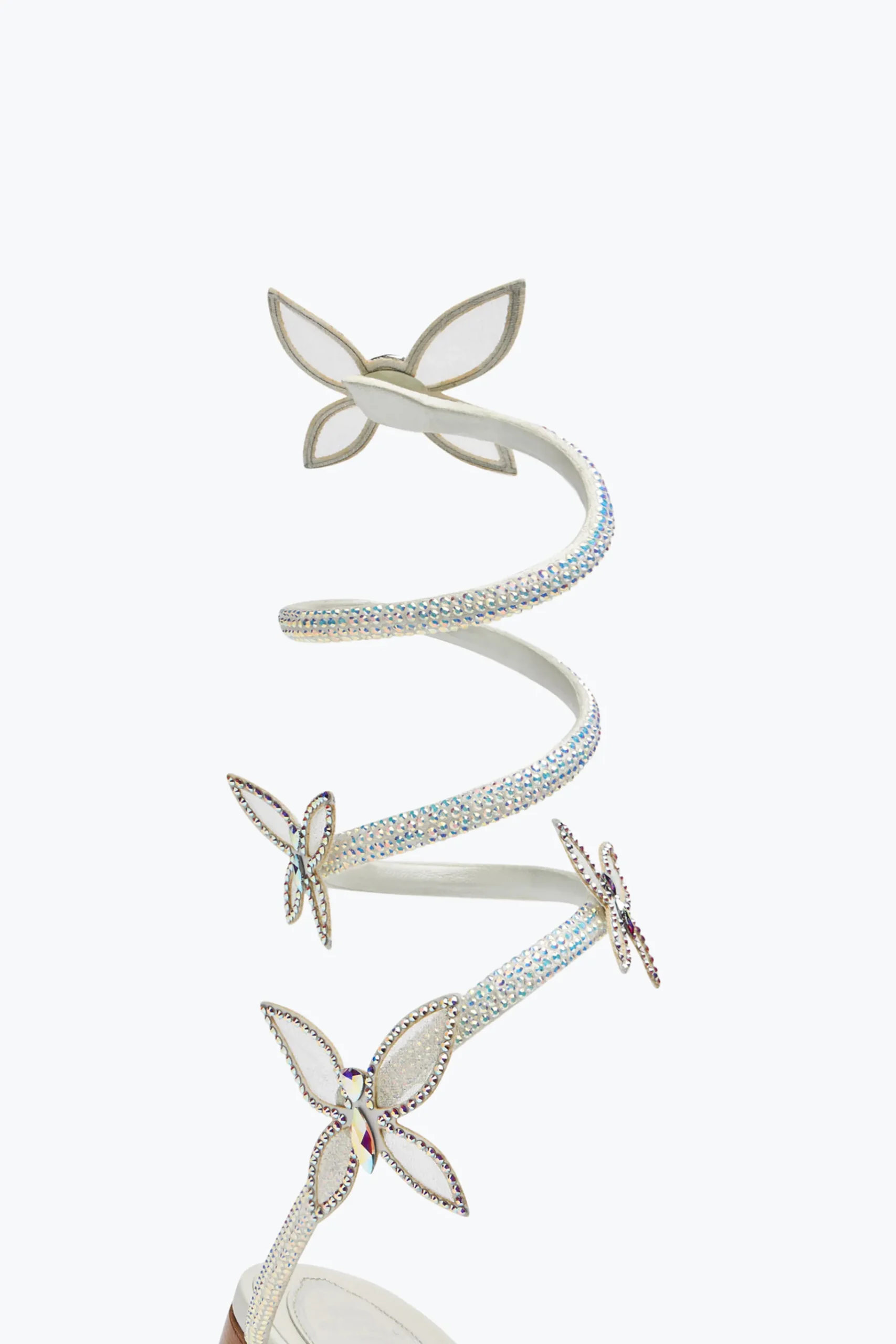 Flat^Rene Caovilla Sandalo Butterflower Con Cristalli 10 Avorio