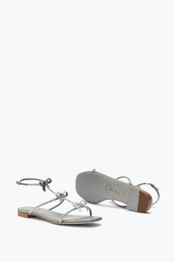 Flat^Rene Caovilla Sandalo Caterina Perla Con Cristalli 10 Grigio
