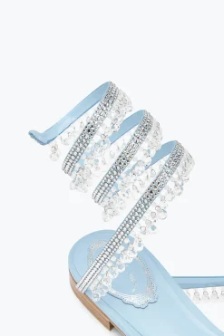Flat^Rene Caovilla Sandalo Chandelier Flat Azzurro 10 Ottanio
