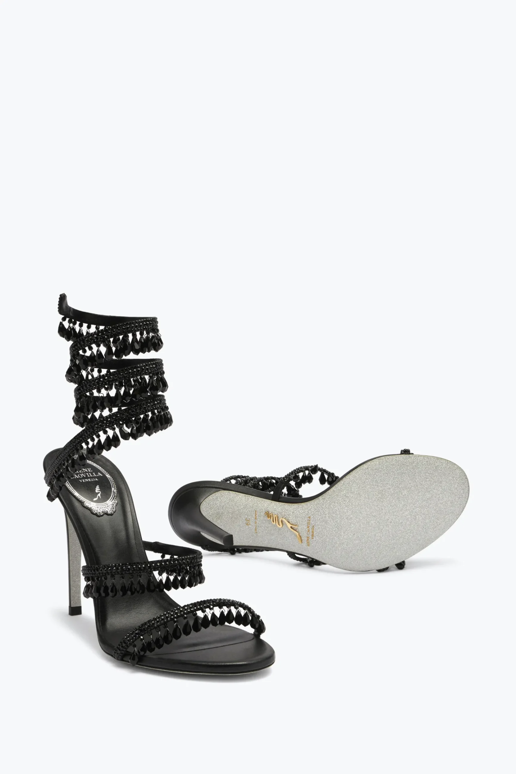 Clutch|Icone^Rene Caovilla Sandalo Chandelier 105 Nero