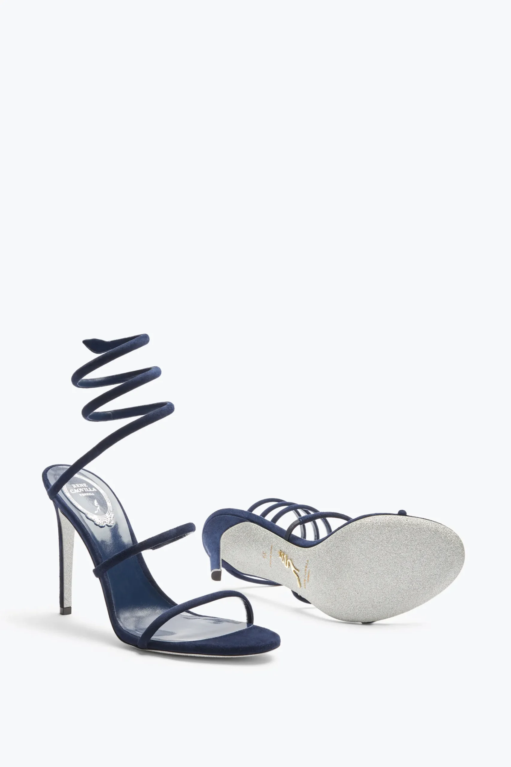 Sandali^Rene Caovilla Sandalo Cleo In Suede 105 Blu