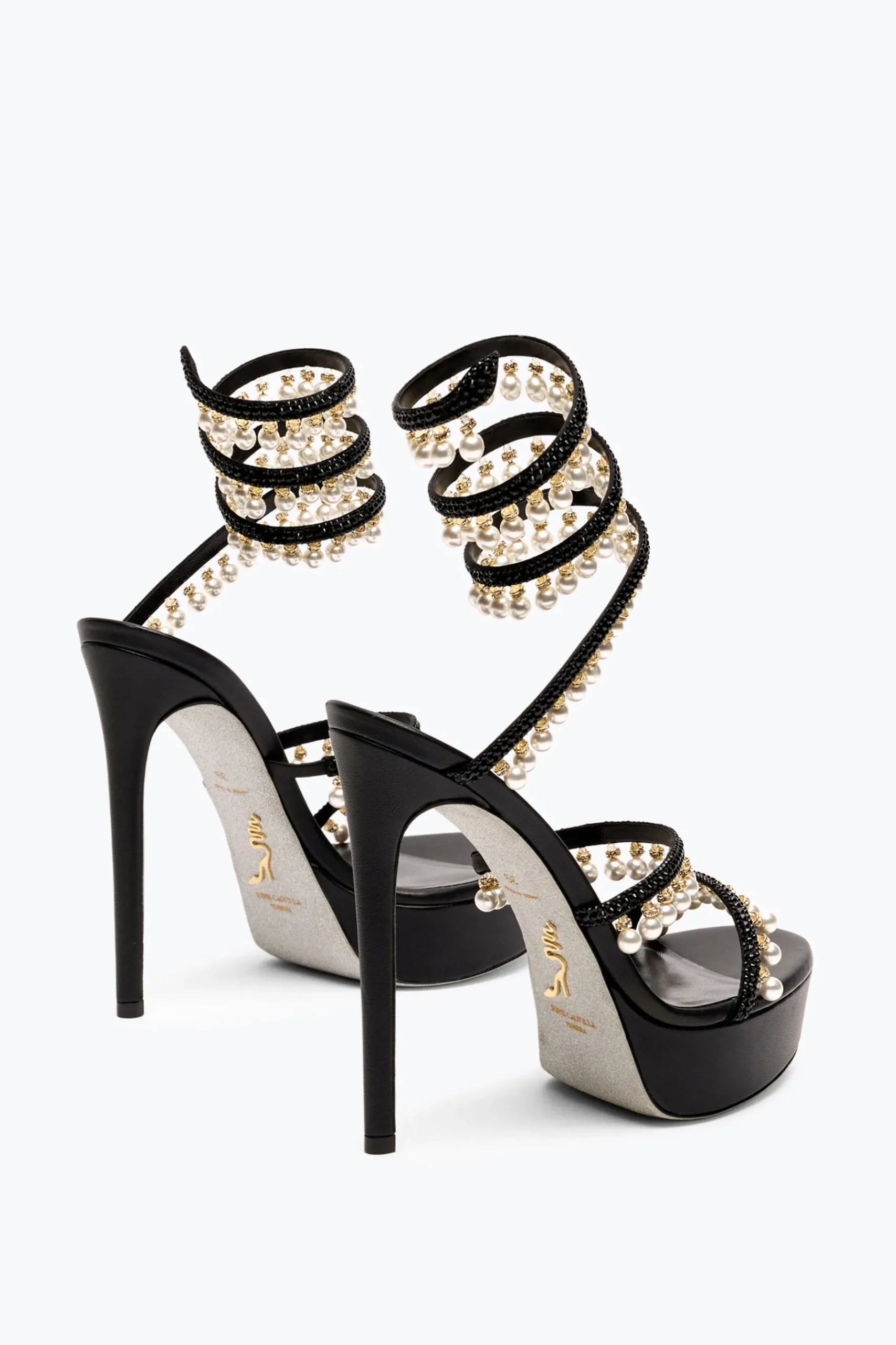 Platform|Sandali^Rene Caovilla SANDALO CON PLATEAU CHANDELIER CON PERLE 130 Nero