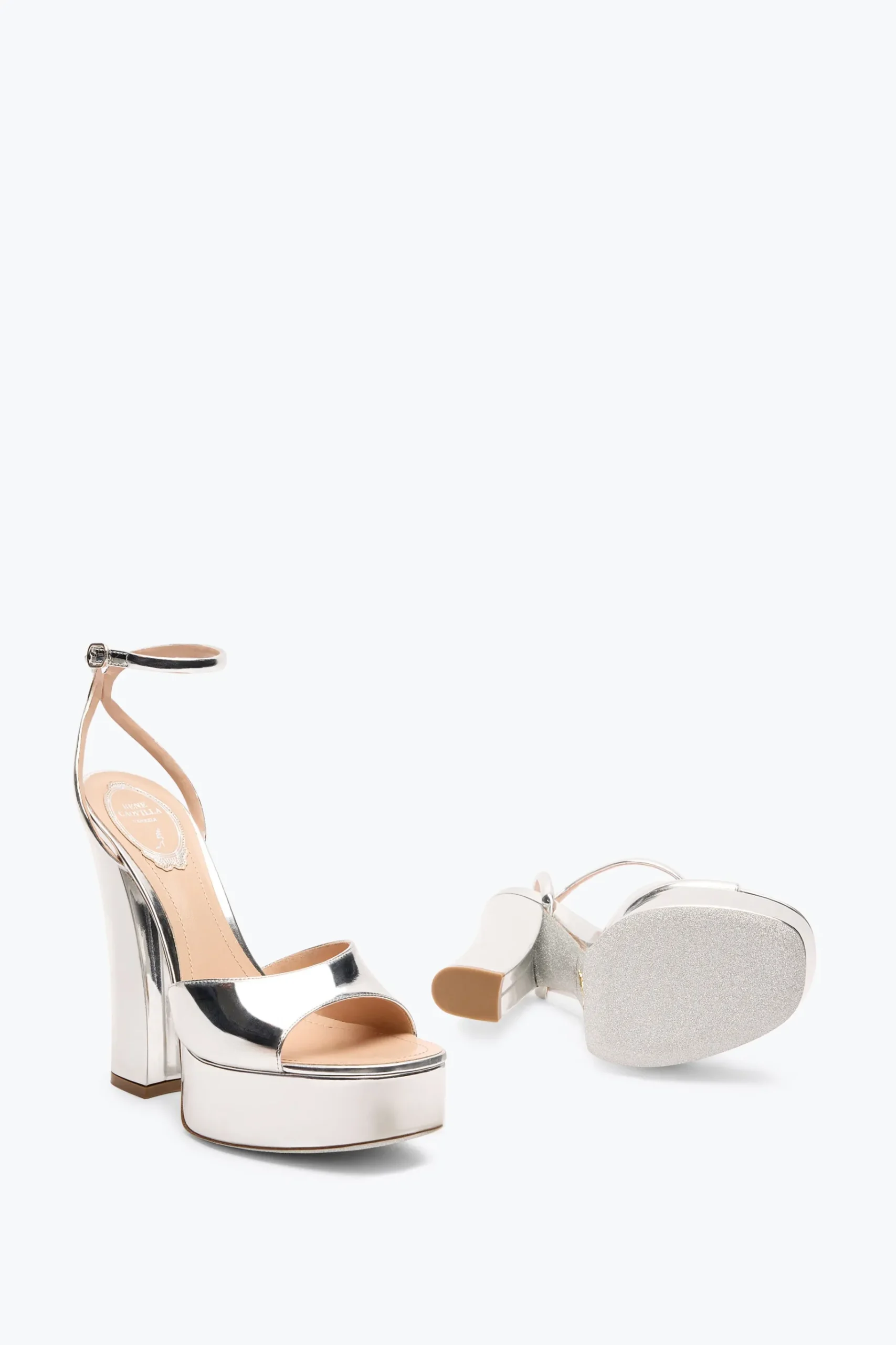 Platform|Sandali^Rene Caovilla SANDALO CON PLATEAU HELSA 140 Argento