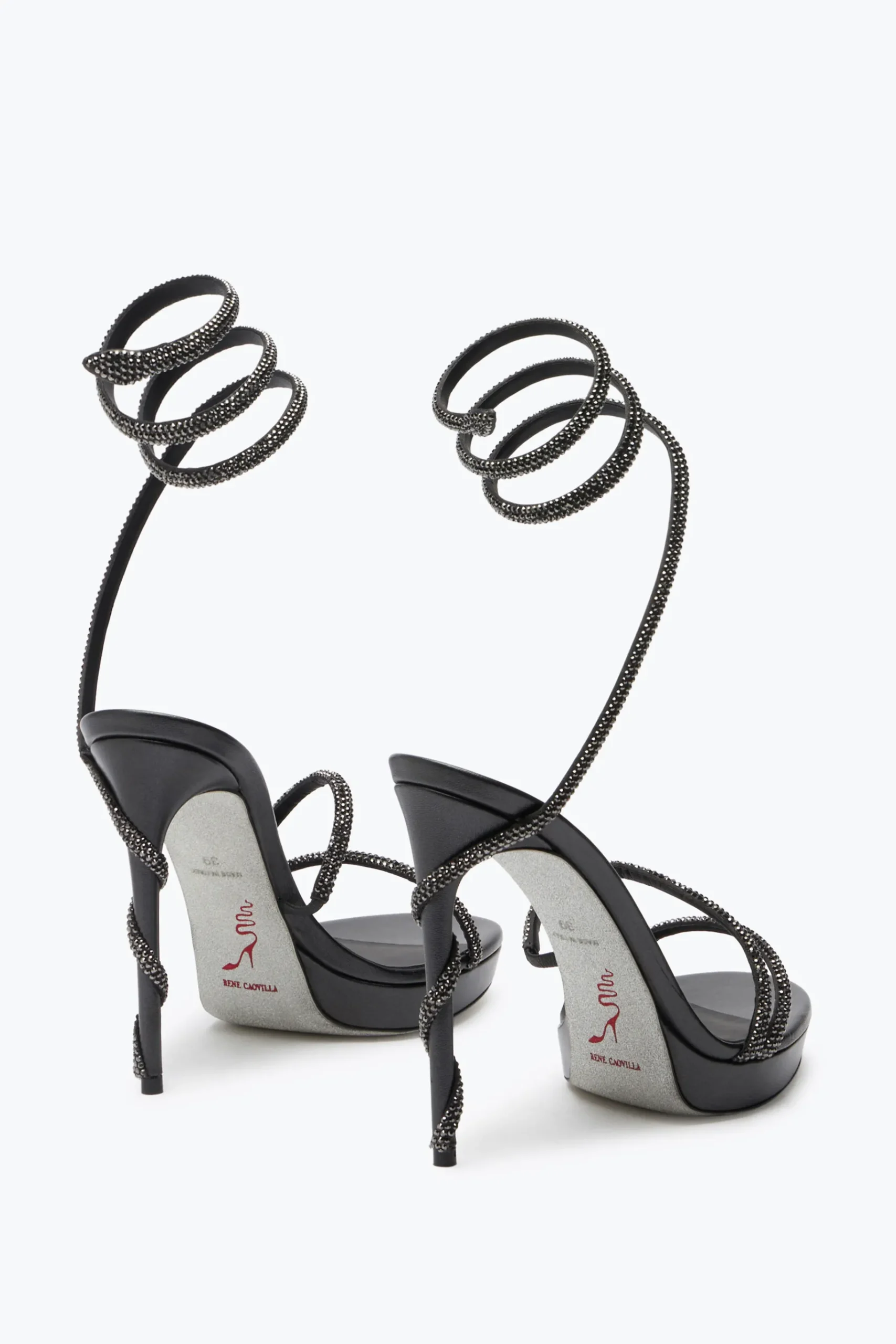 Platform|Sandali^Rene Caovilla Sandalo Con Plateau Margot Con Cristalli 120 Nero