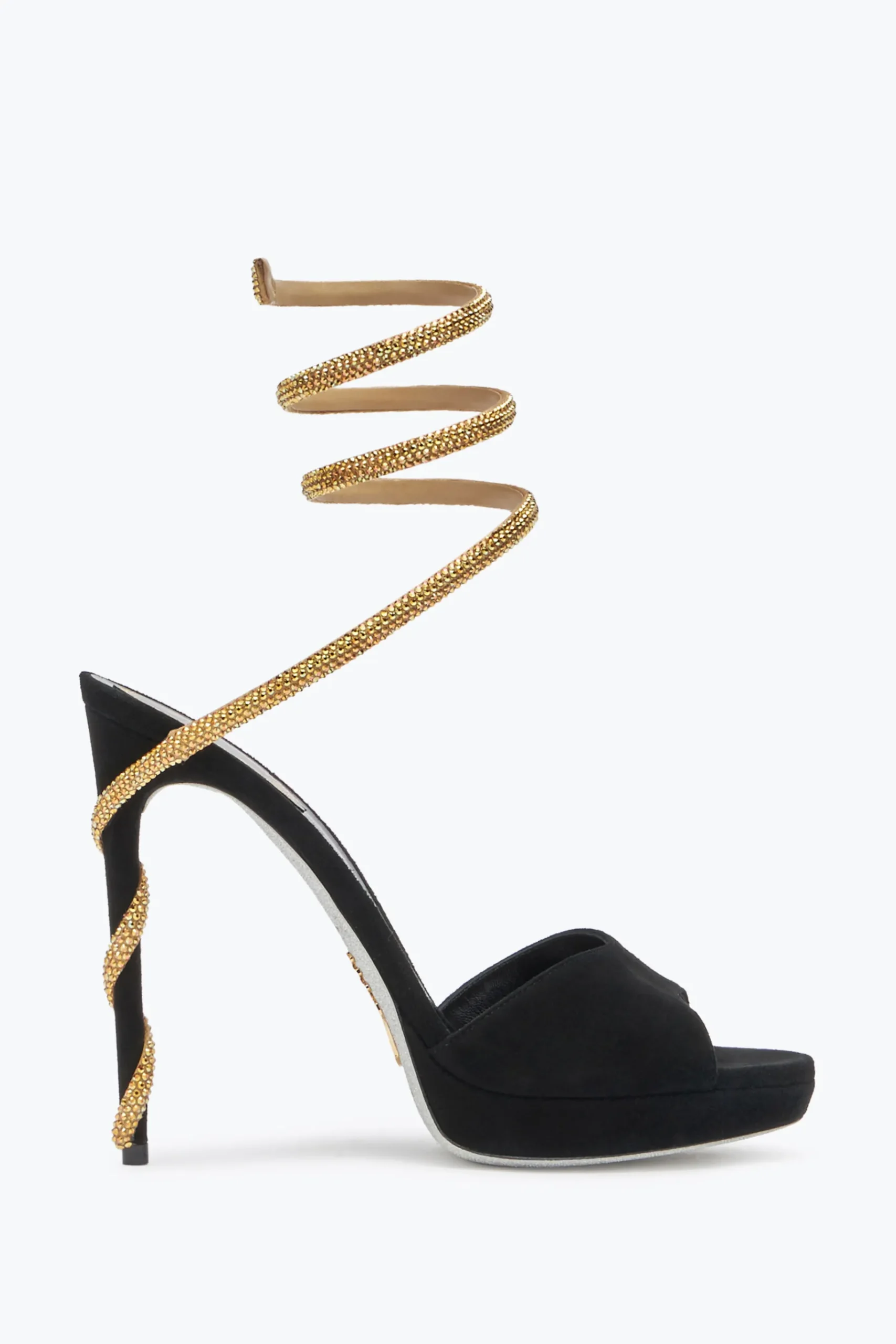 Icone|Sandali^Rene Caovilla Sandalo Con Plateau Margot In Suede E Oro 120 Nero