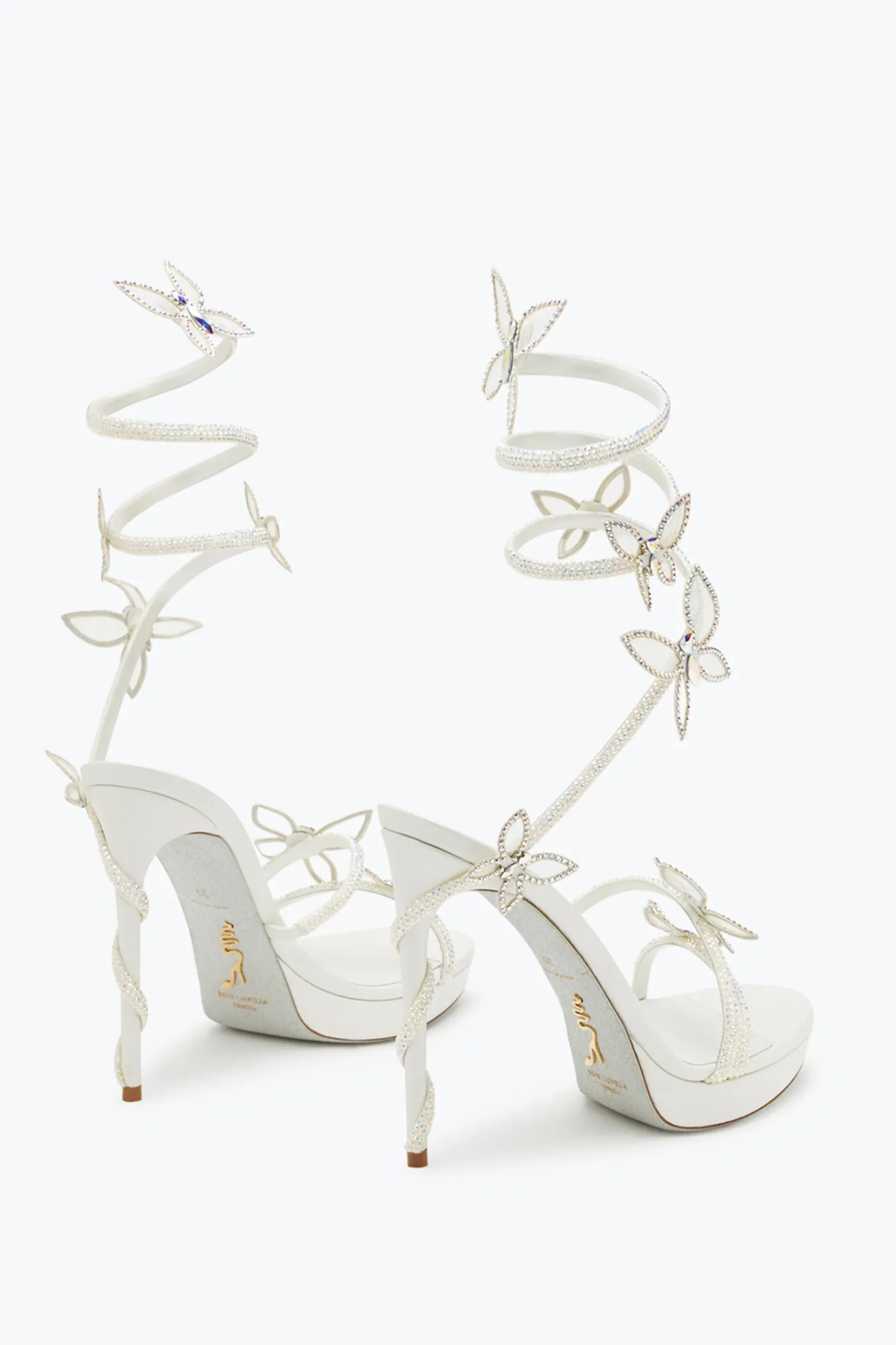 Collezione Sposa|Platform^Rene Caovilla Sandalo Con Plateau Margot Con Cristalli 120 Bianco