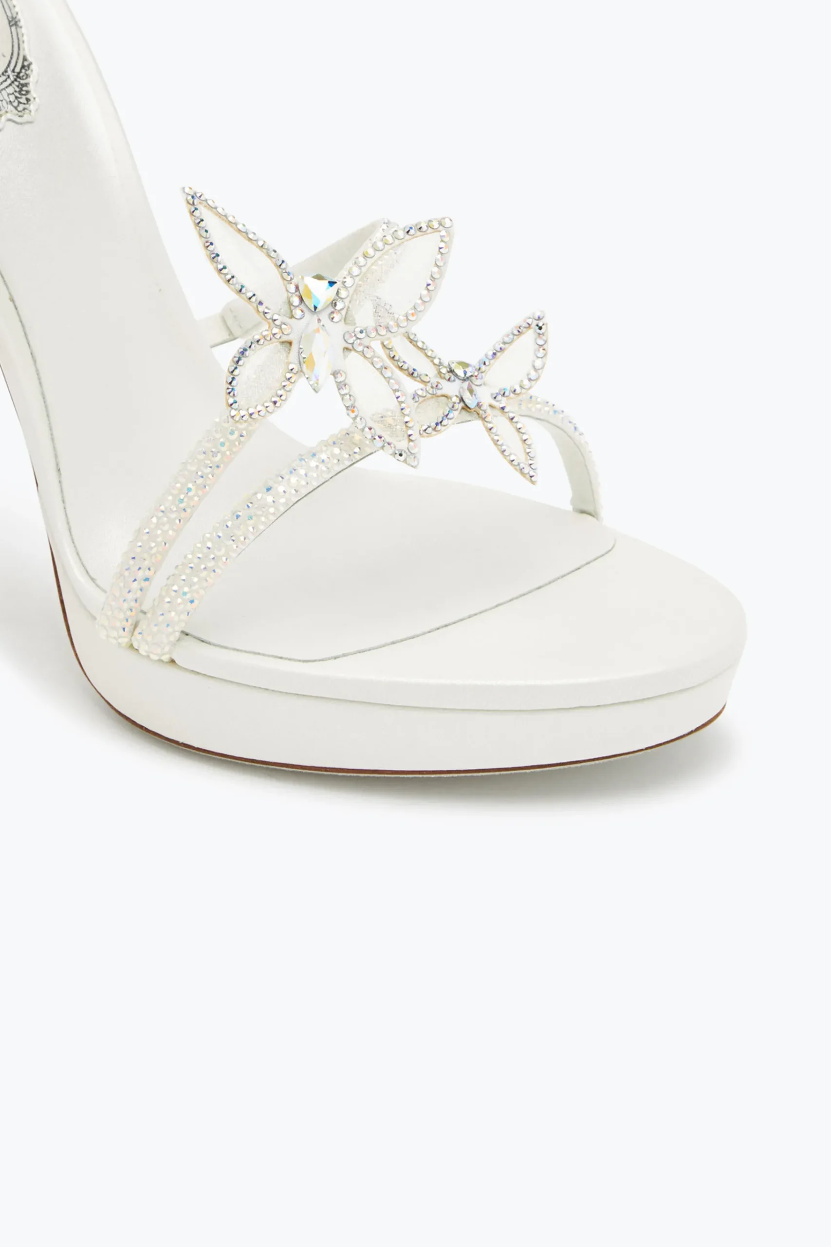 Collezione Sposa|Platform^Rene Caovilla Sandalo Con Plateau Margot Con Cristalli 120 Bianco