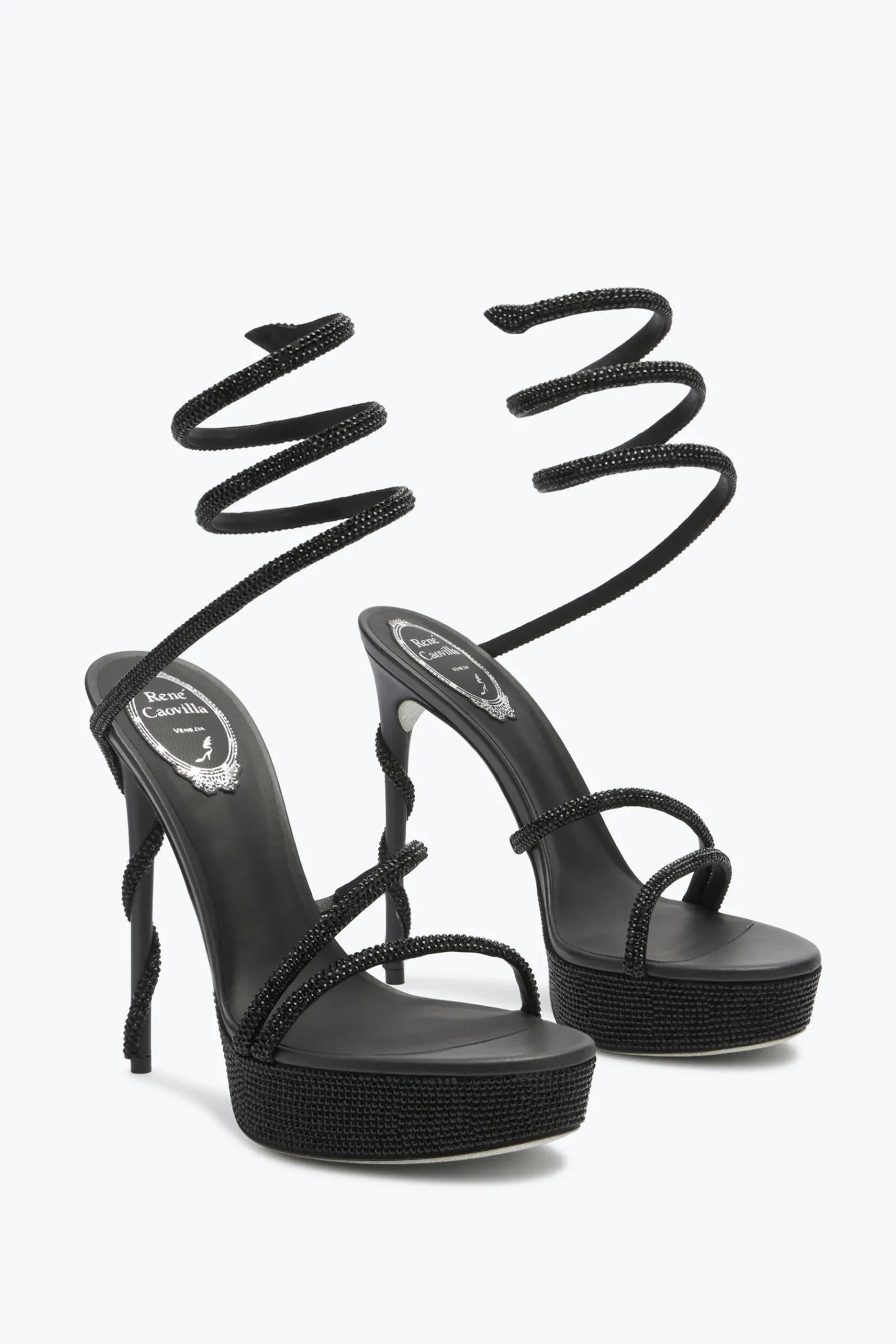 Sandali^Rene Caovilla Sandalo Con Plateau Margot Con Cristalli 130 Nero