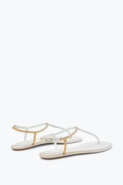 Flat|Sandali^Rene Caovilla Sandalo Diana Con Cristalli Oro E Argento 10 Avorio
