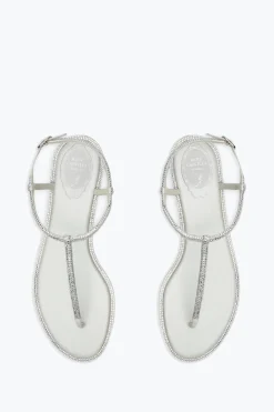Collezione Sposa|Flat^Rene Caovilla Sandalo Diana Con Cristalli 10 Avorio