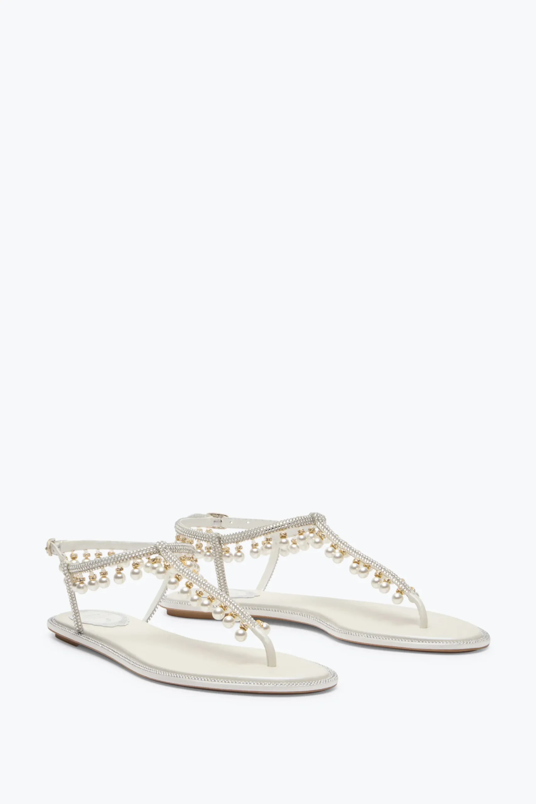 Collezione Sposa|Flat^Rene Caovilla SANDALO DIANA CON PERLE 10 Bianco
