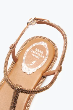 Flat|Sandali^Rene Caovilla Sandalo Diana Con Cristalli 10 Cognac