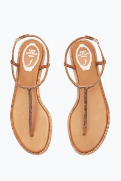Flat|Sandali^Rene Caovilla Sandalo Diana Con Cristalli 10 Cognac
