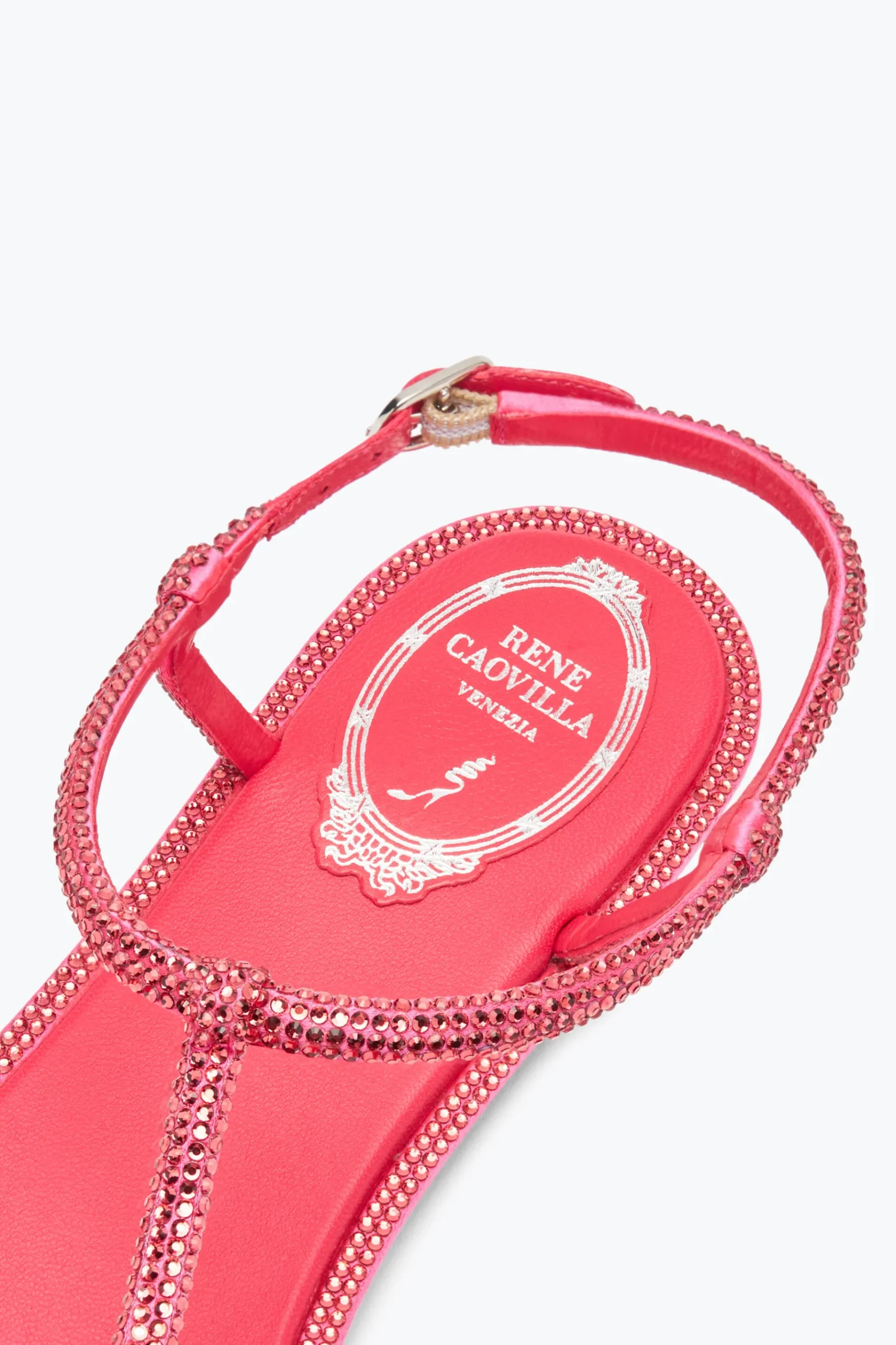 Flat^Rene Caovilla Sandalo Diana Corallo Con Cristalli 10 Rosa