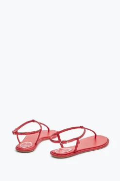 Flat^Rene Caovilla Sandalo Diana Con Cristalli 10 Rosso