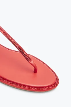 Flat^Rene Caovilla Sandalo Diana Con Cristalli 10 Rosso