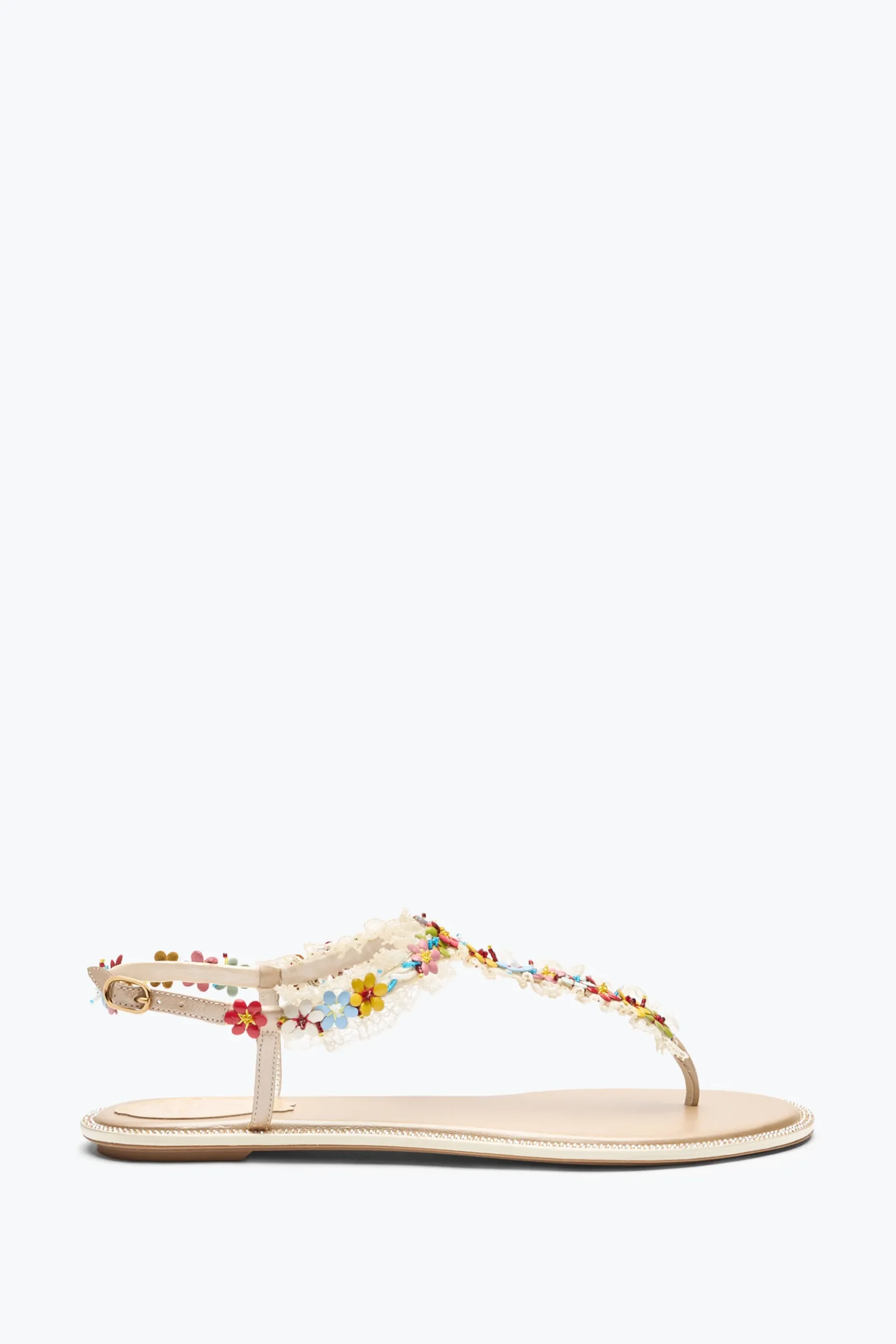 Flat^Rene Caovilla SANDALO FLAT BLOOM 10 Nude