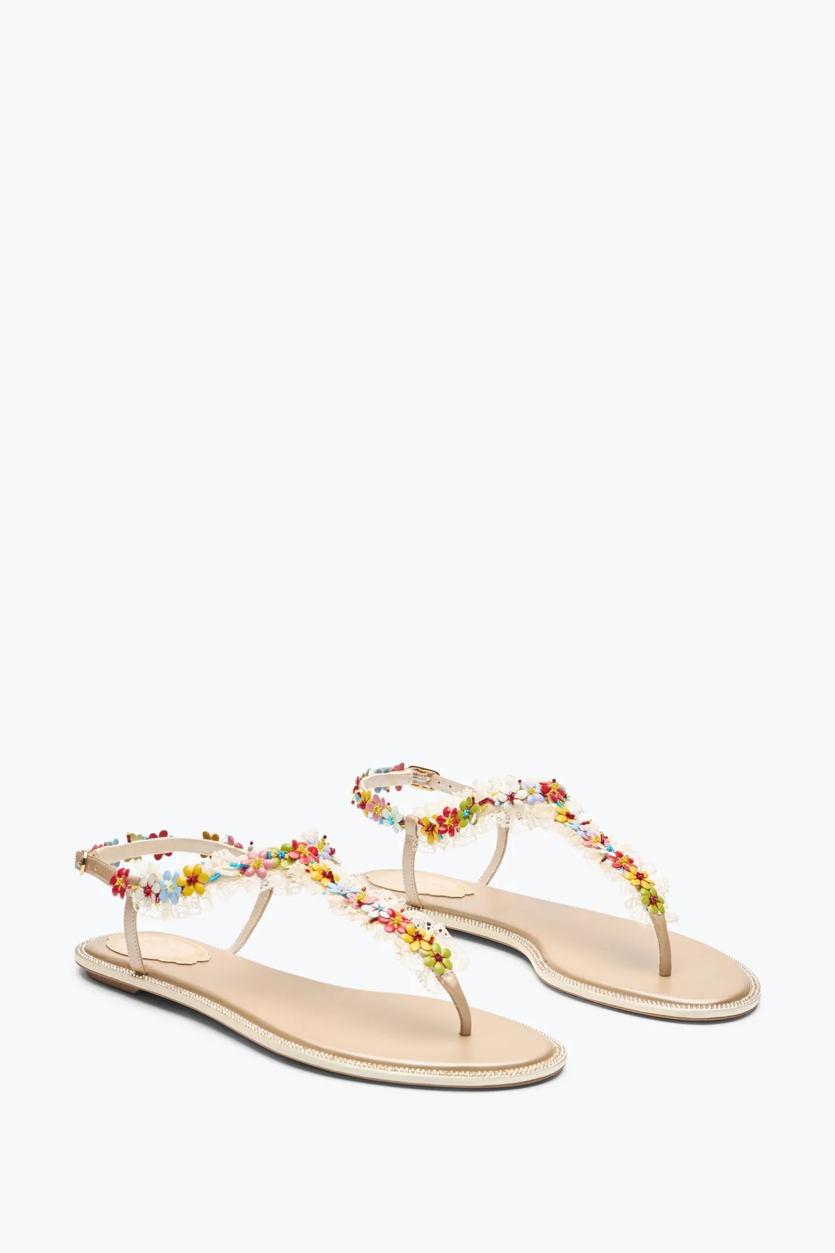 Flat^Rene Caovilla SANDALO FLAT BLOOM 10 Nude