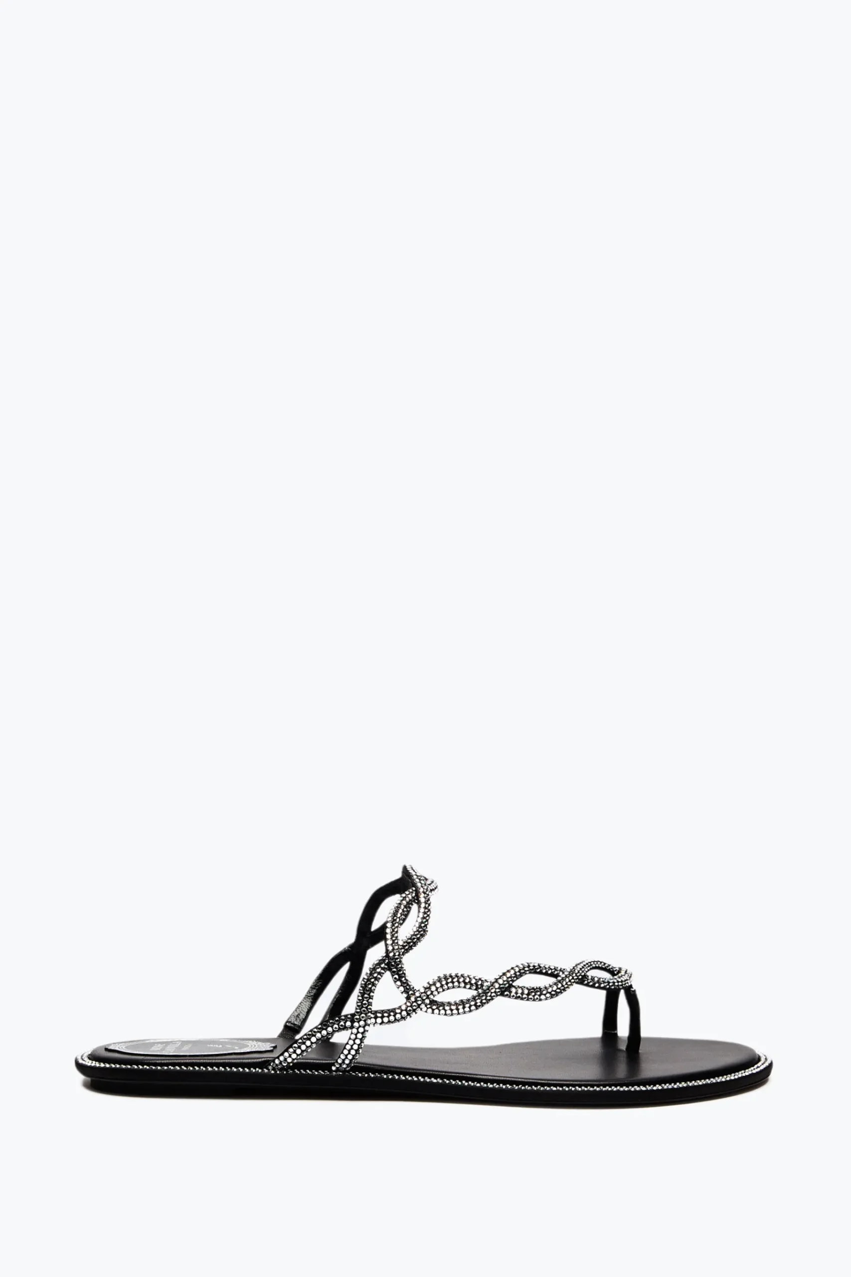 Flat^Rene Caovilla SANDALO FLAT BRAID 10 Nero