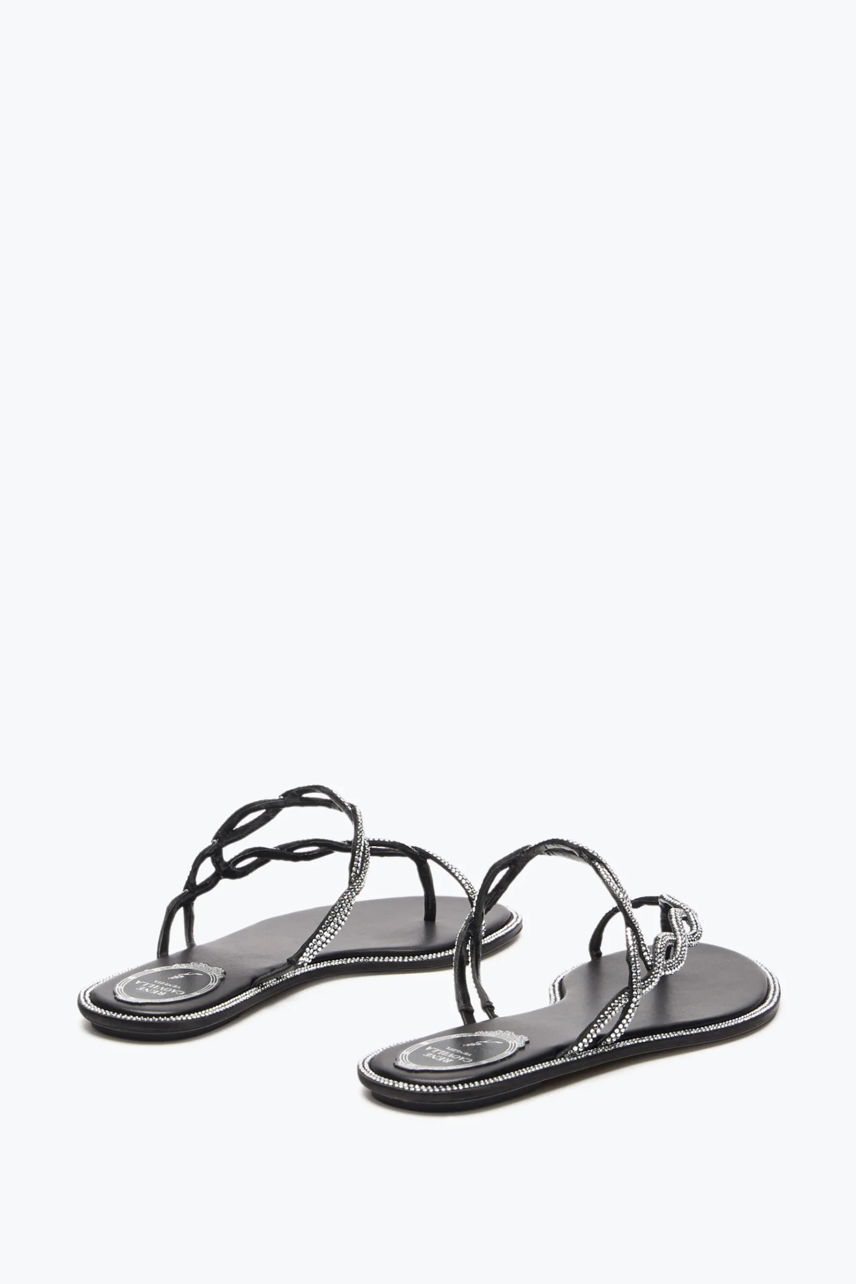 Flat^Rene Caovilla SANDALO FLAT BRAID 10 Nero