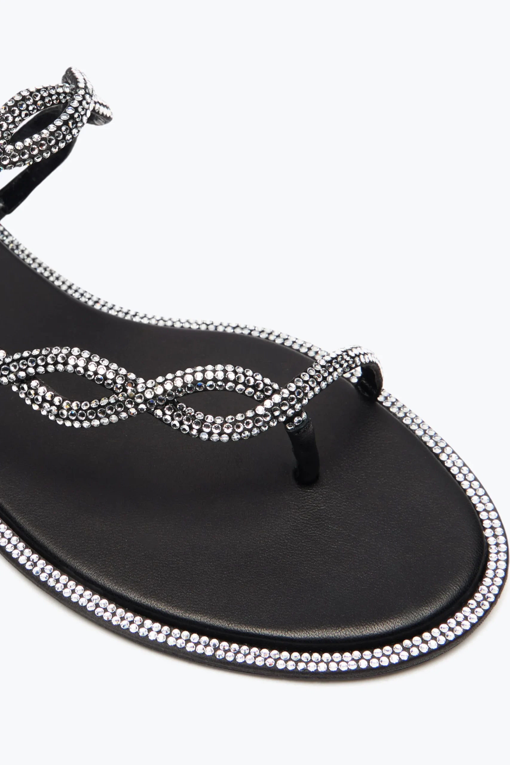 Flat^Rene Caovilla SANDALO FLAT BRAID 10 Nero