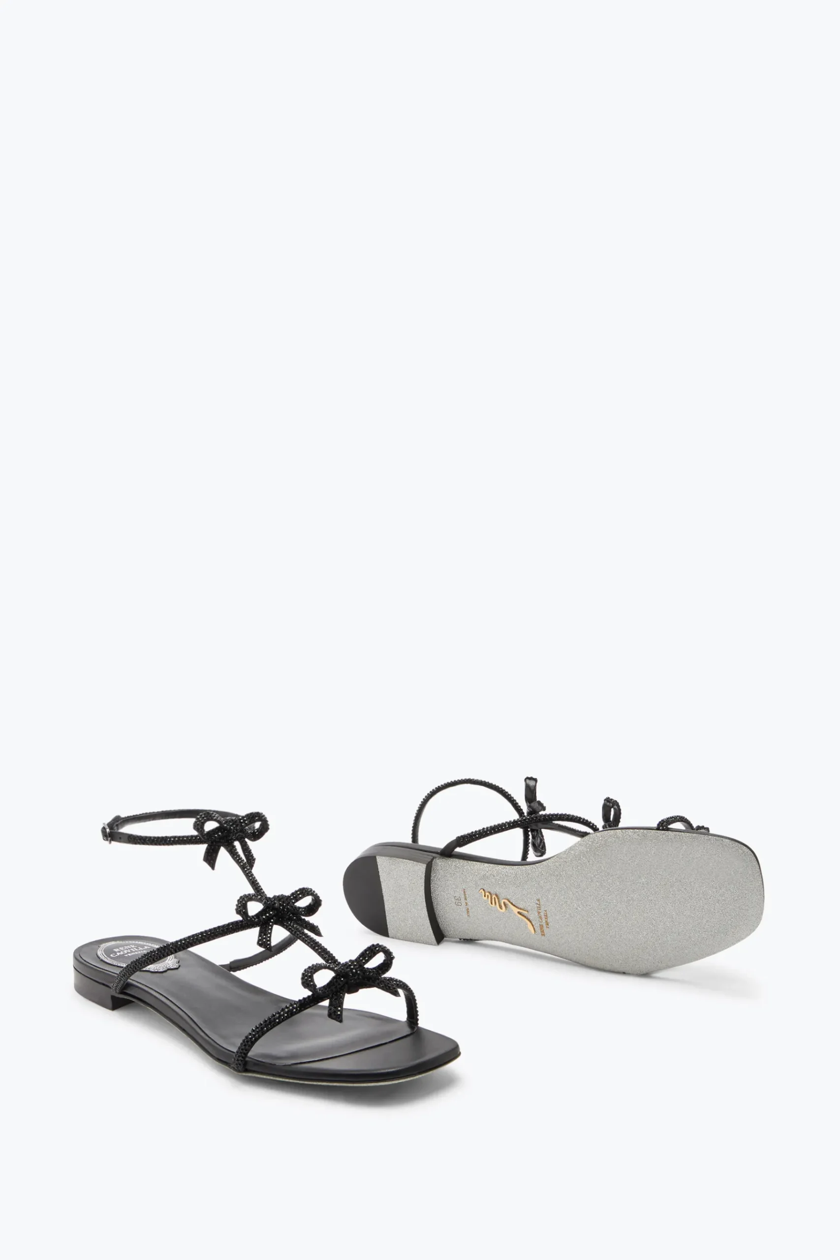 Flat^Rene Caovilla Sandalo Flat Caterina 10 Nero