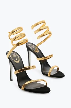 Icone|Sandali^Rene Caovilla Sandalo Juniper Oro E Suede 105 Nero