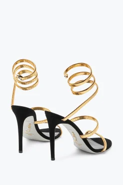 Icone|Sandali^Rene Caovilla Sandalo Juniper Oro E Suede 105 Nero