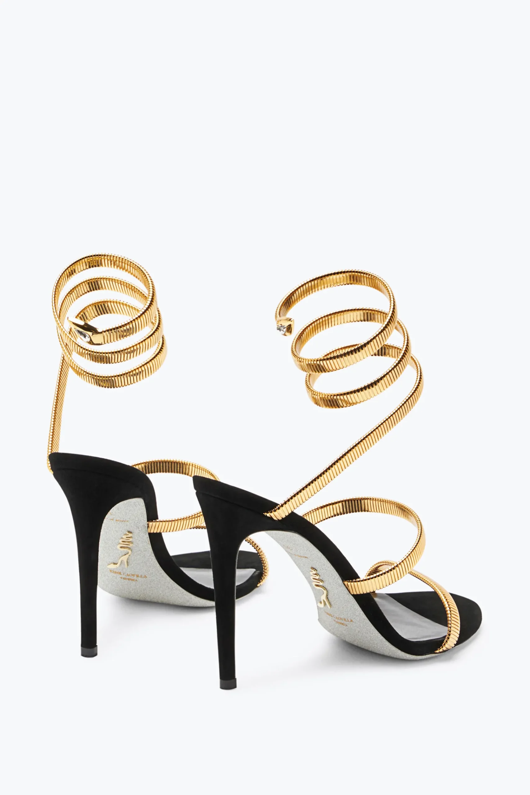 Icone|Sandali^Rene Caovilla Sandalo Juniper Oro E Suede 105 Nero