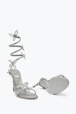 Clutch|Per Le Invitate^Rene Caovilla Sandalo Margot Argento Con Farfalle E Cristalli 105 Grigio