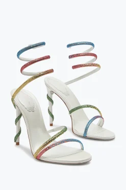 Sandali^Rene Caovilla Sandalo Margot Con Cristalli Arcobaleno 105 Bianco