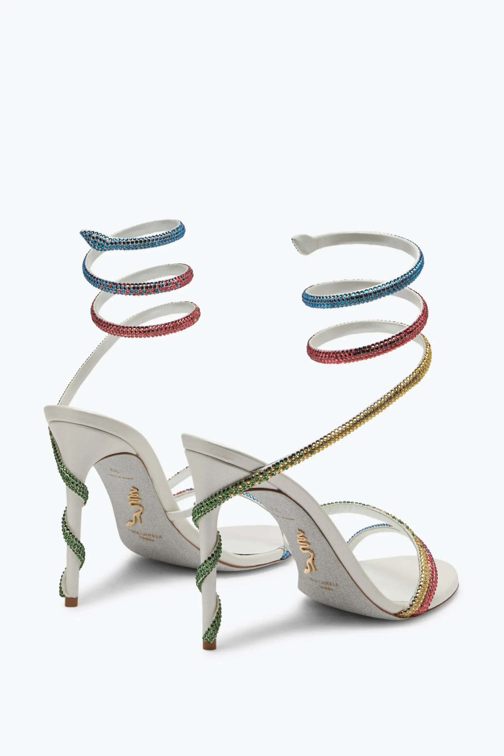 Sandali^Rene Caovilla Sandalo Margot Con Cristalli Arcobaleno 105 Bianco