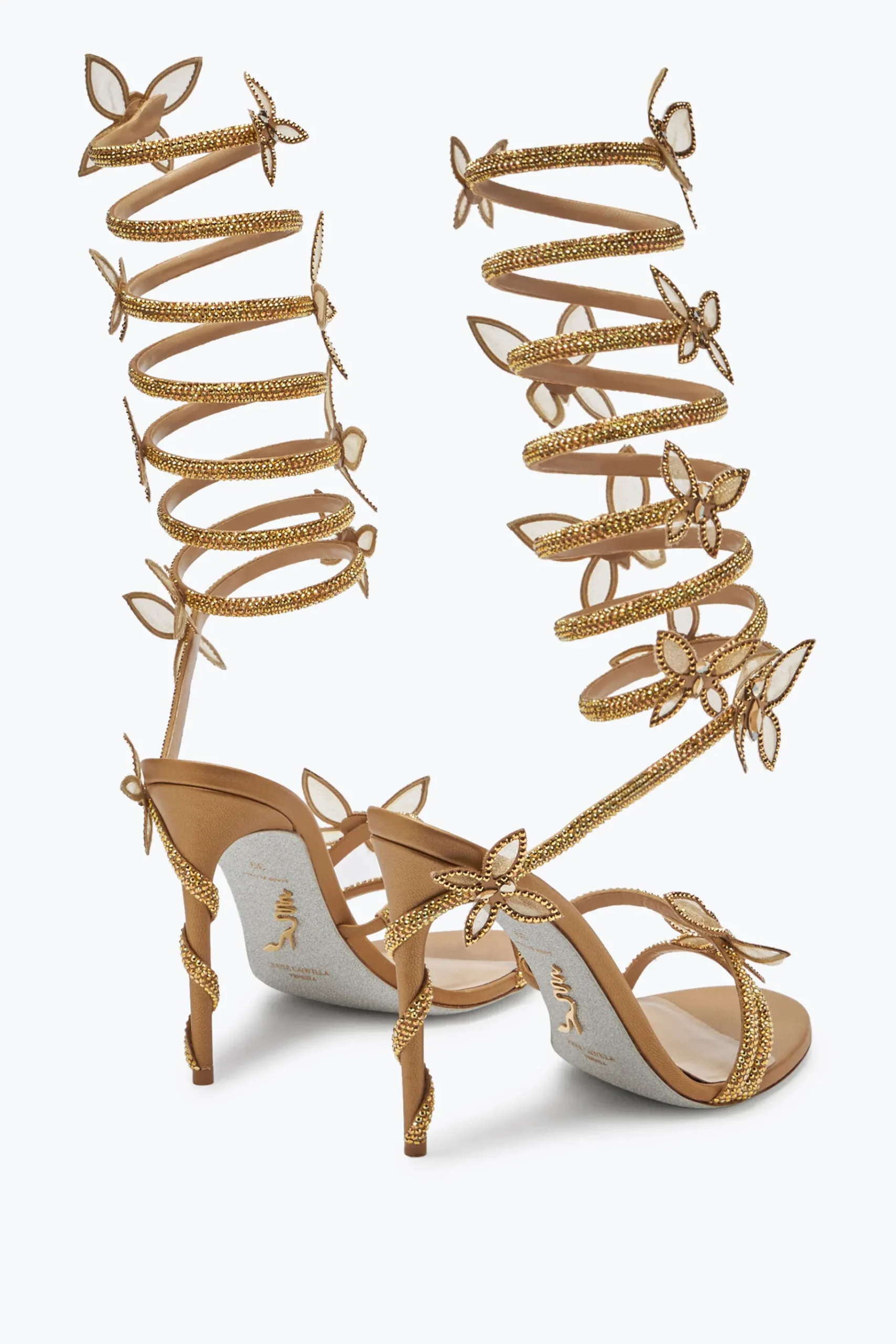 Per Le Invitate|Sandali^Rene Caovilla Sandalo Margot Farfalle Con Cristalli 105 Oro