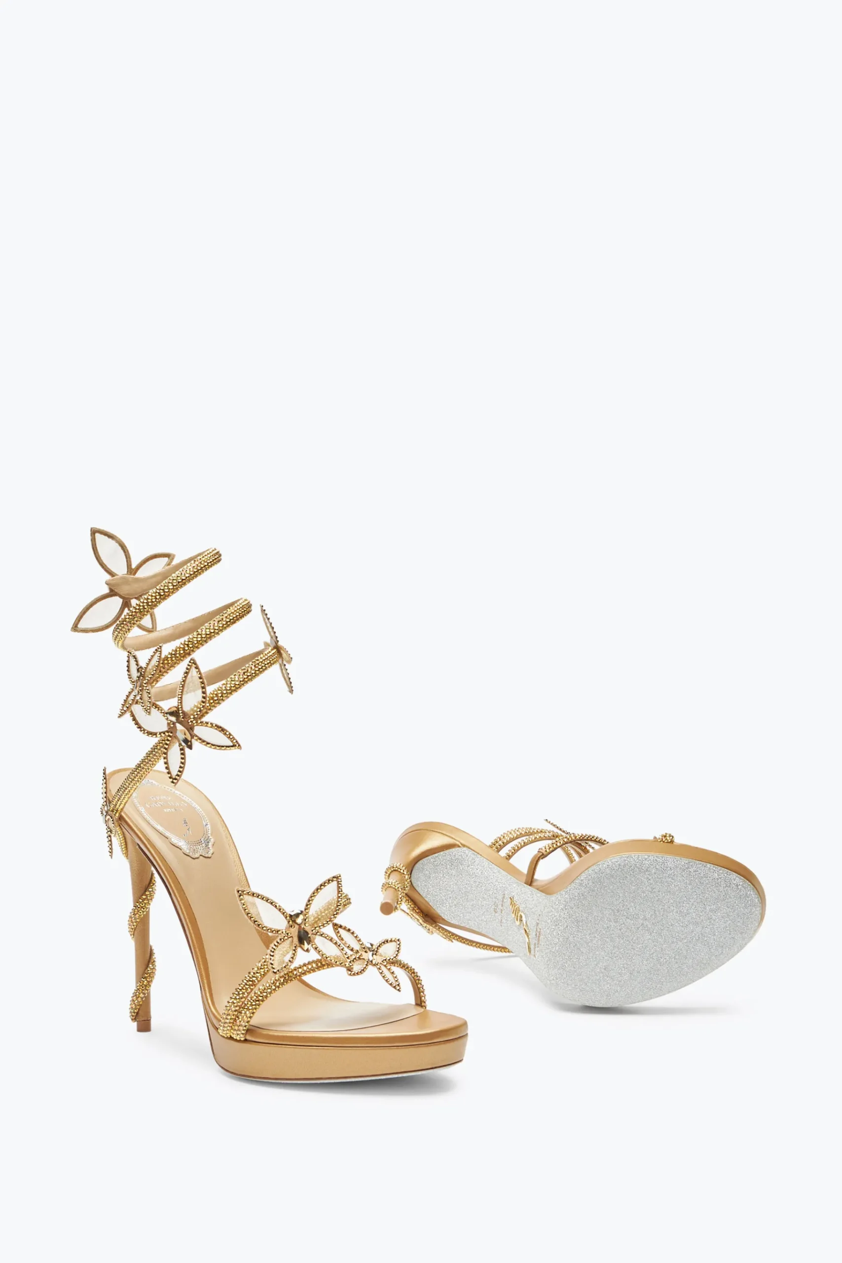 Per Le Invitate|Platform^Rene Caovilla Sandalo Margot Con Plateau E Farfalle 120 Oro